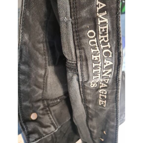 American Eagle Sz 4 Short High Rise Jeggings Black Denim The Dream Jean Stretch - Picture 4 of 5